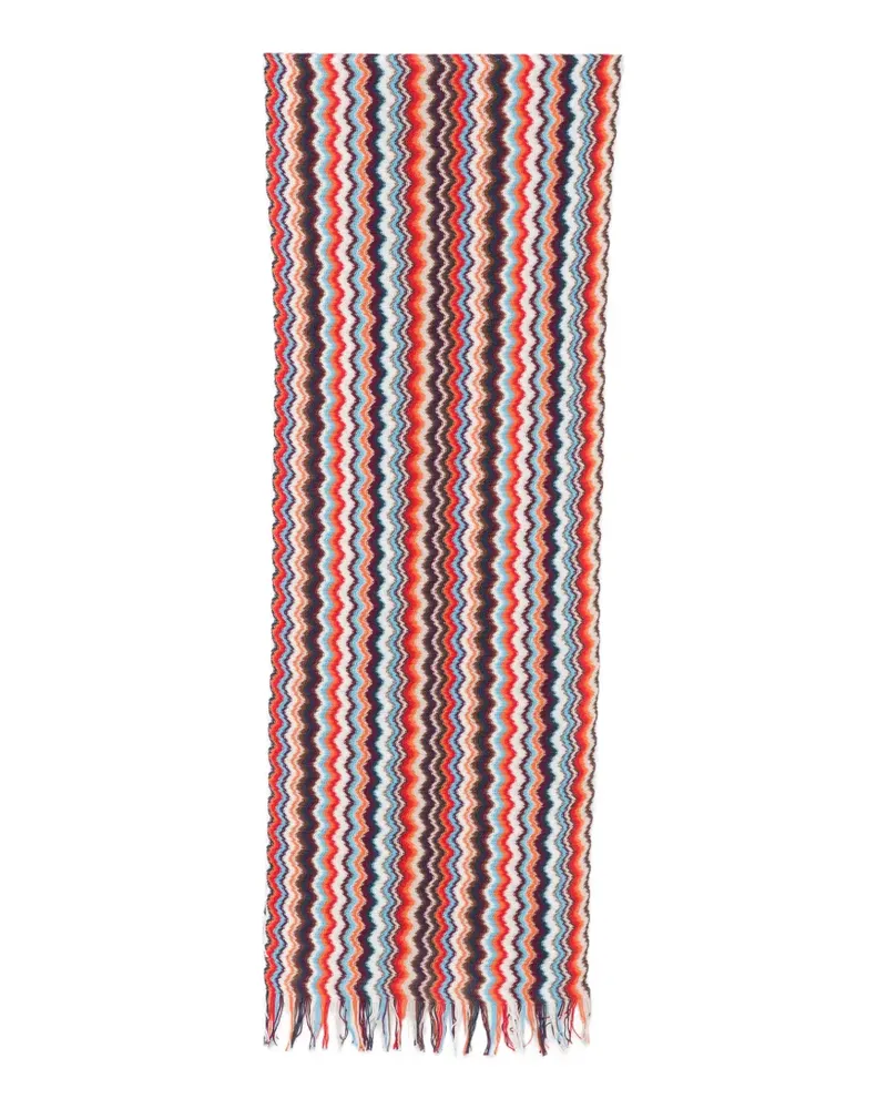 Missoni zigzag-knit fringed scarf - Orange Orange