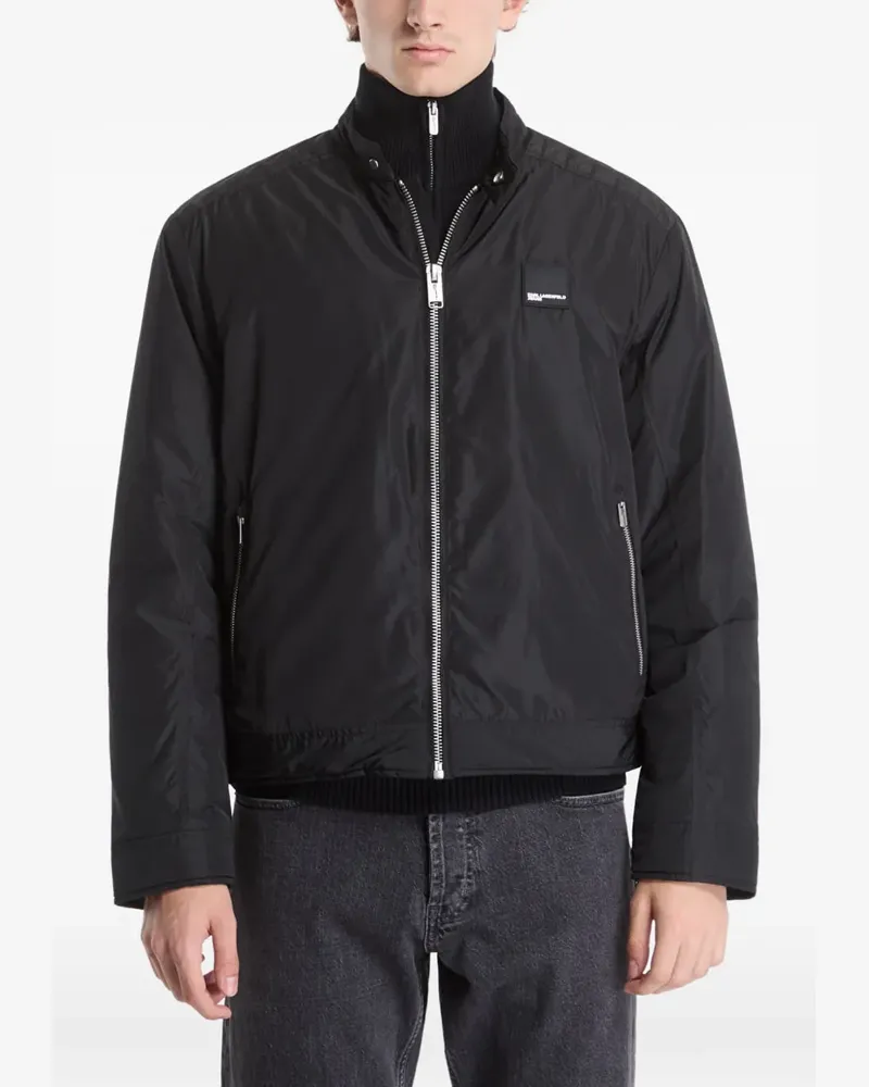 Karl Lagerfeld logo-patch zip-up jacket - Schwarz Schwarz