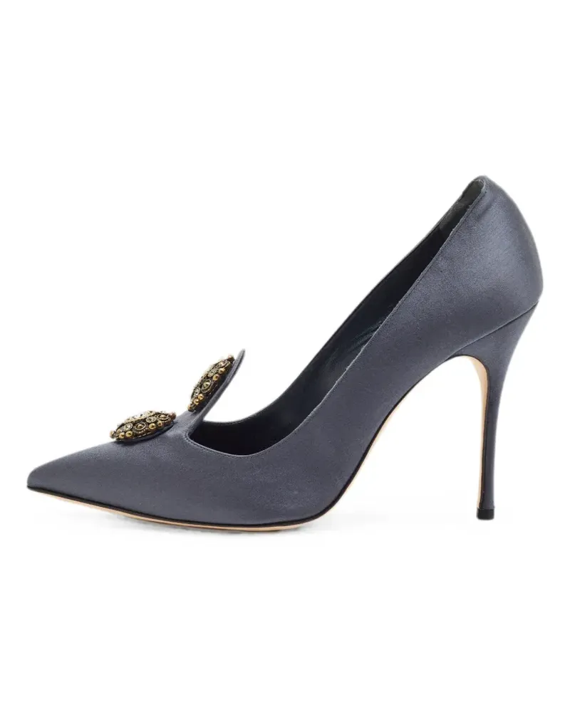 Manolo Blahnik Samara crystal-embellished heeled pumps - Grau Grau