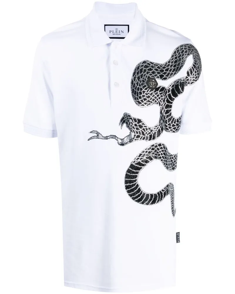 Philipp Plein Poloshirt mit Schlangen-Print Weiß