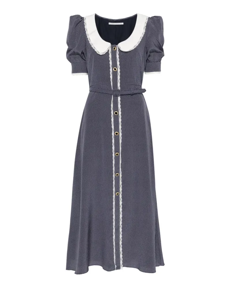 Alessandra Rich Midikleid mit Polka Dots - Blau Blau