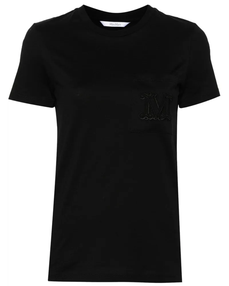 Max Mara T-Shirt mit Logo-Stickerei Schwarz