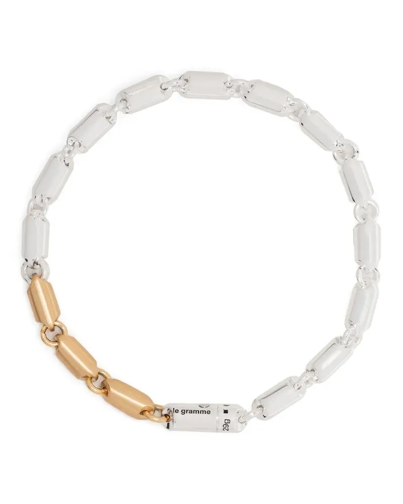 Le Gramme 18kt Segement Goldarmband mit Sterlingsilber 27g Silber