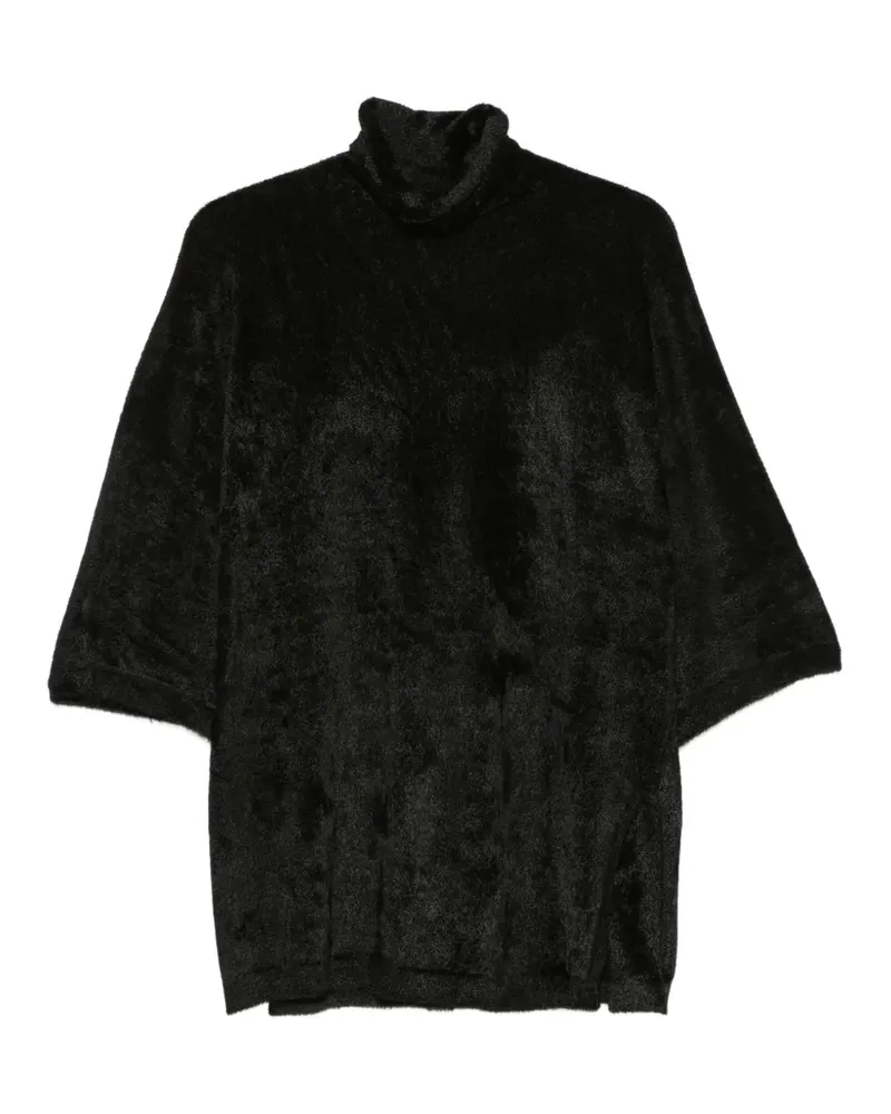 Semicouture Rollkragenpullover mit kurzen Ärmeln - Schwarz Schwarz