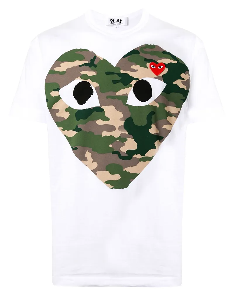 Comme des Garçons T-Shirt mit Camouflage-Herz - Weiß Weiß