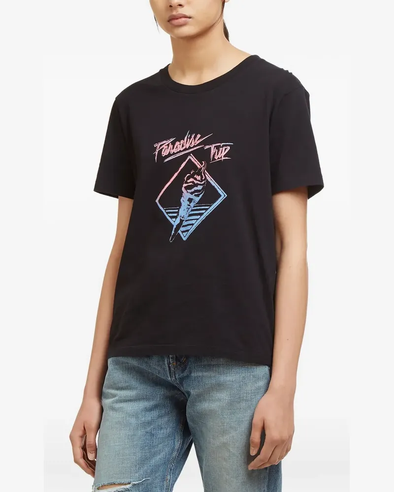 Saint Laurent T-Shirt mit Slogan-Print - Schwarz Schwarz
