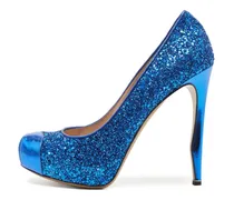 Pre-owned Plateau-Pumps im Glitter-Look 120mm - Blau
