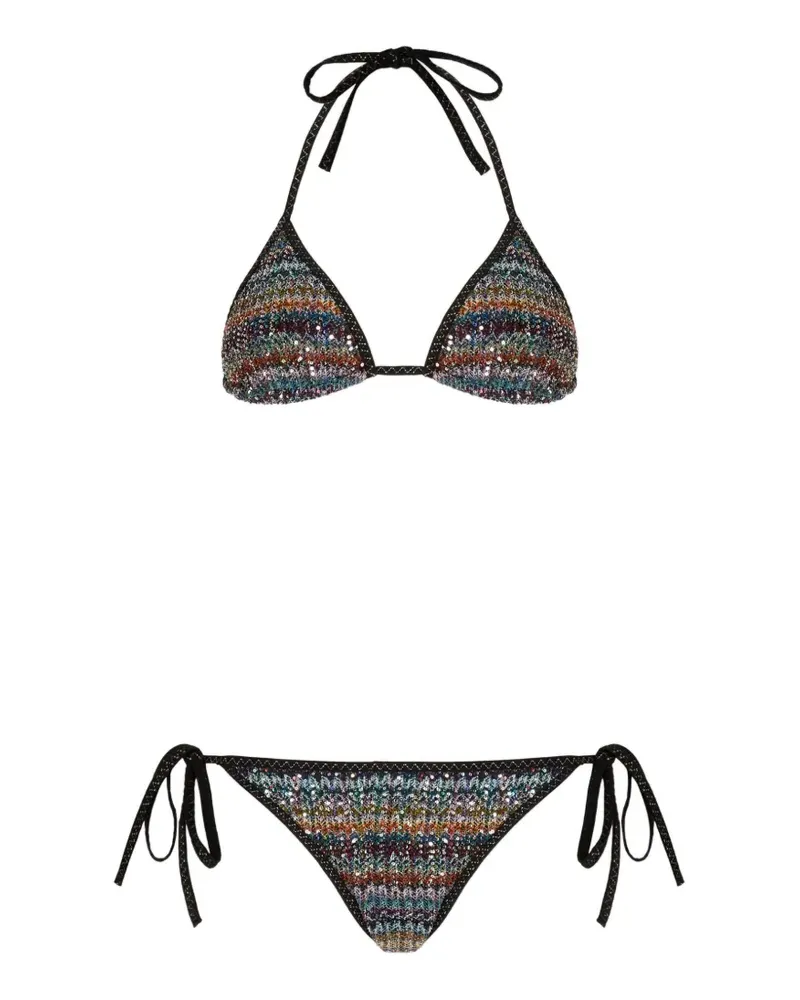 Missoni Pailletten-Bikini mit Zickzackmuster - Schwarz Schwarz