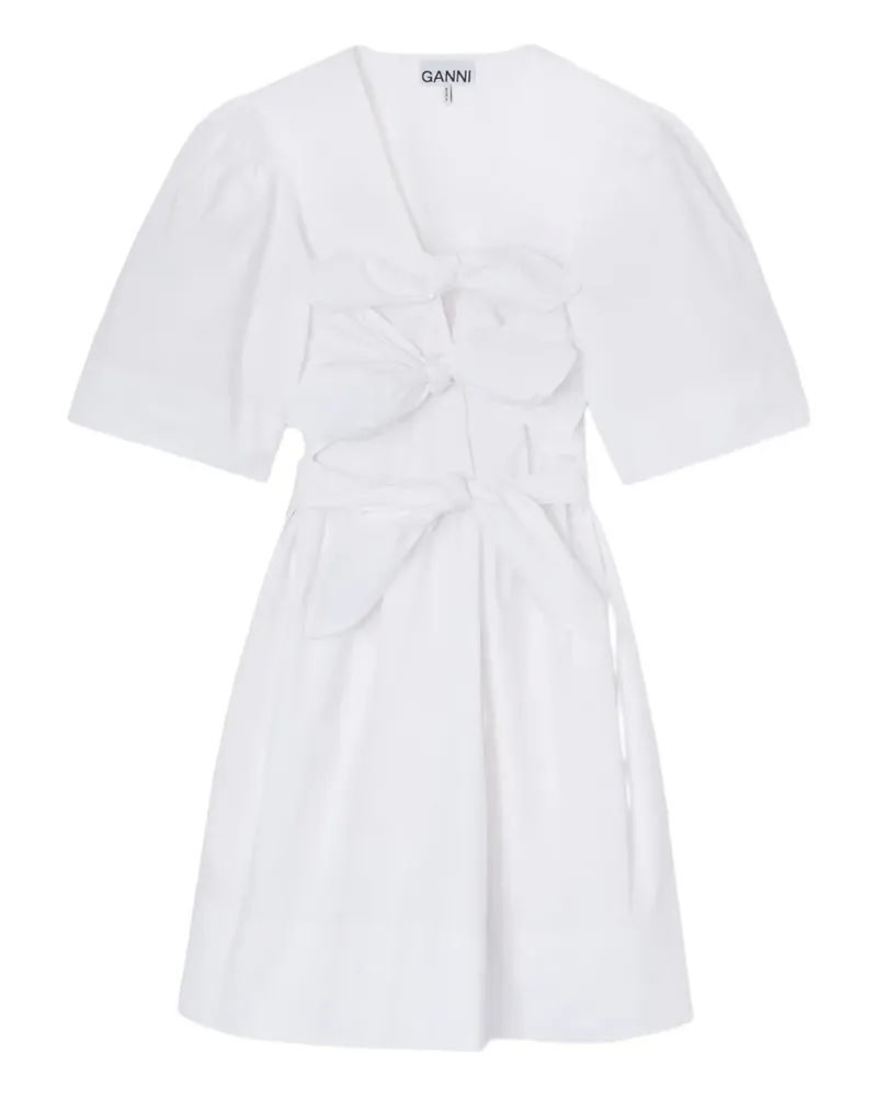 Ganni Kleid mit Schleifendetail - Weiß Weiß