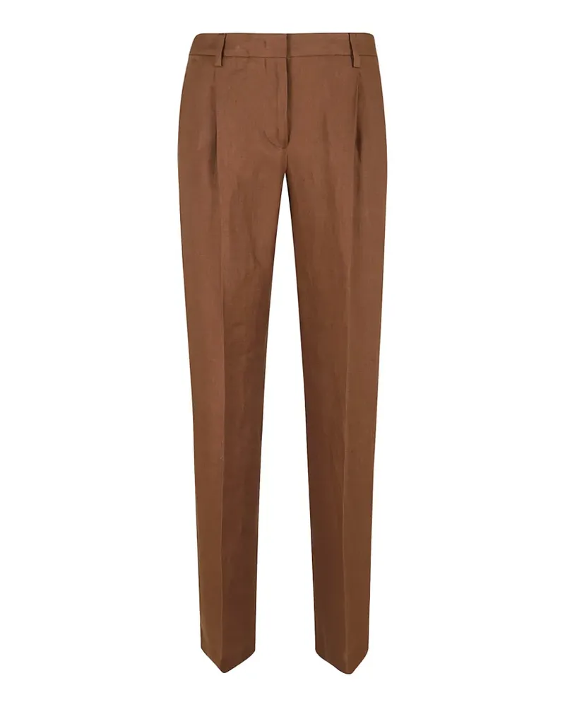 LARDINI pleated pressed-crease trousers - Braun Braun