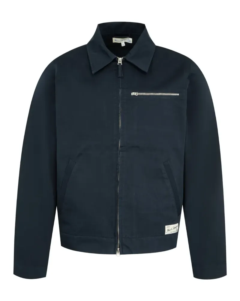 Merz b. Schwanen zip-up logo-patch jacket - Blau Blau