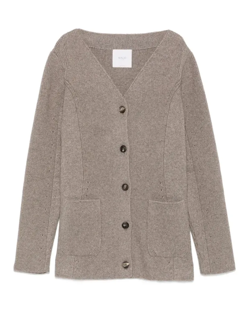 Malo Gerippter Cardigan mit V-Ausschnitt - Nude Nude