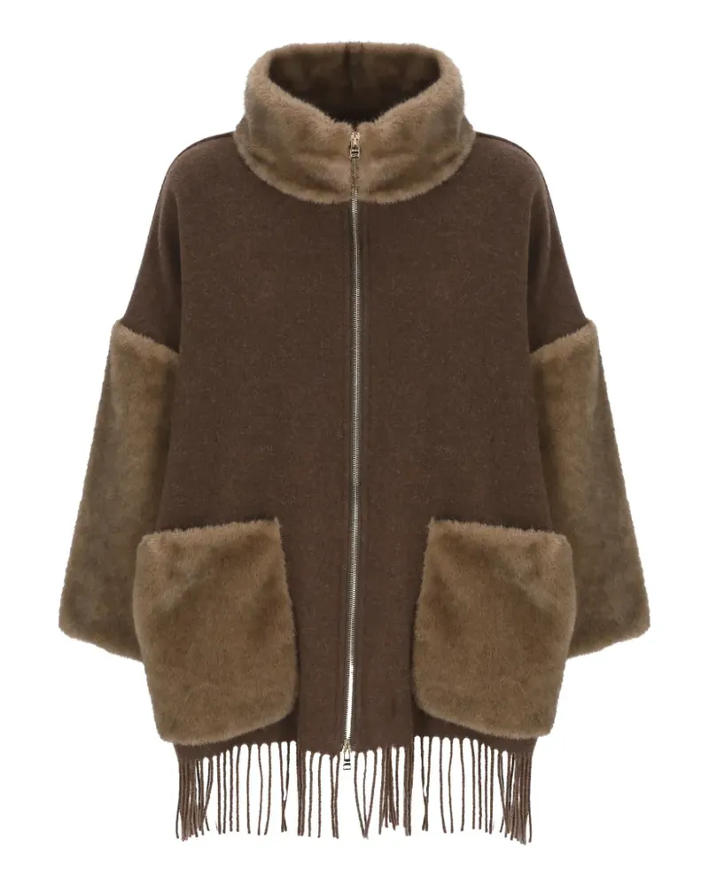 Herno Fransenjacke mit Faux Fur-Besatz - Braun Braun