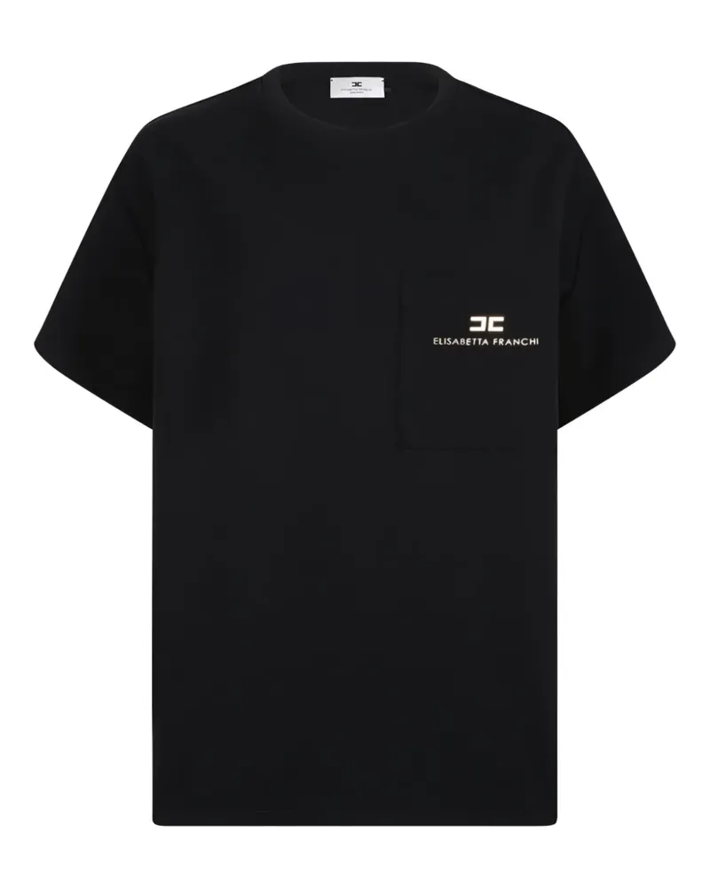 Elisabetta Franchi Oberteil mit Logo-Schild - Schwarz Schwarz
