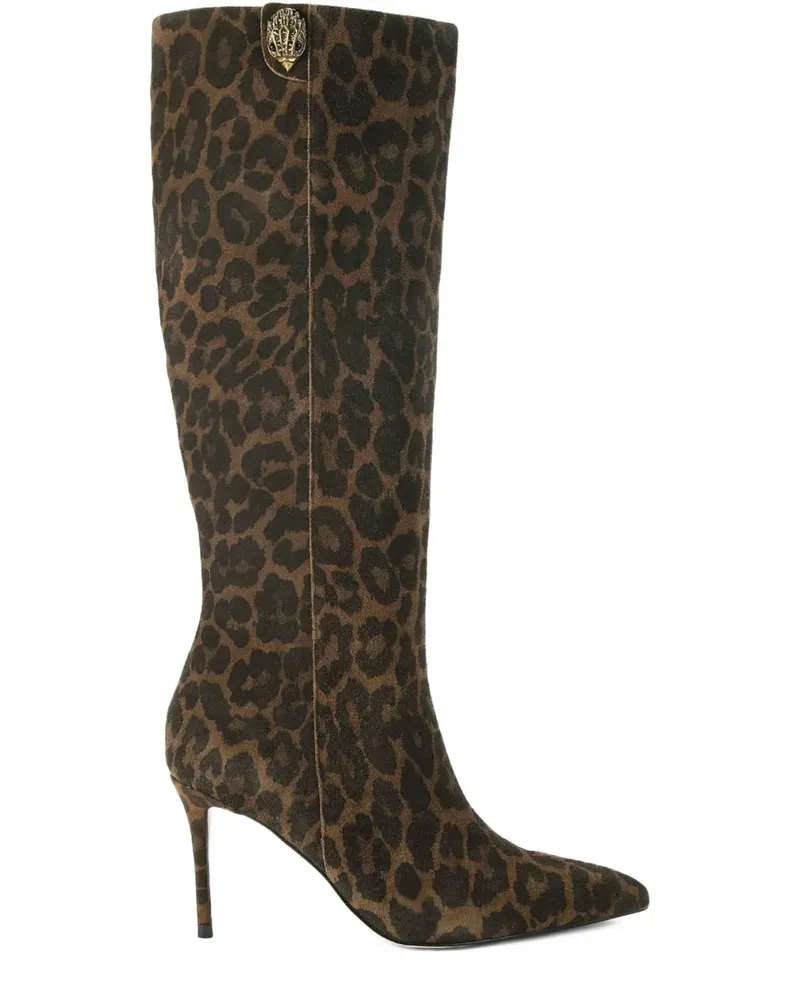 Kurt Geiger Kniehohe Belgravia Stiefel mit Leoparden-Print 85mm - Braun Braun