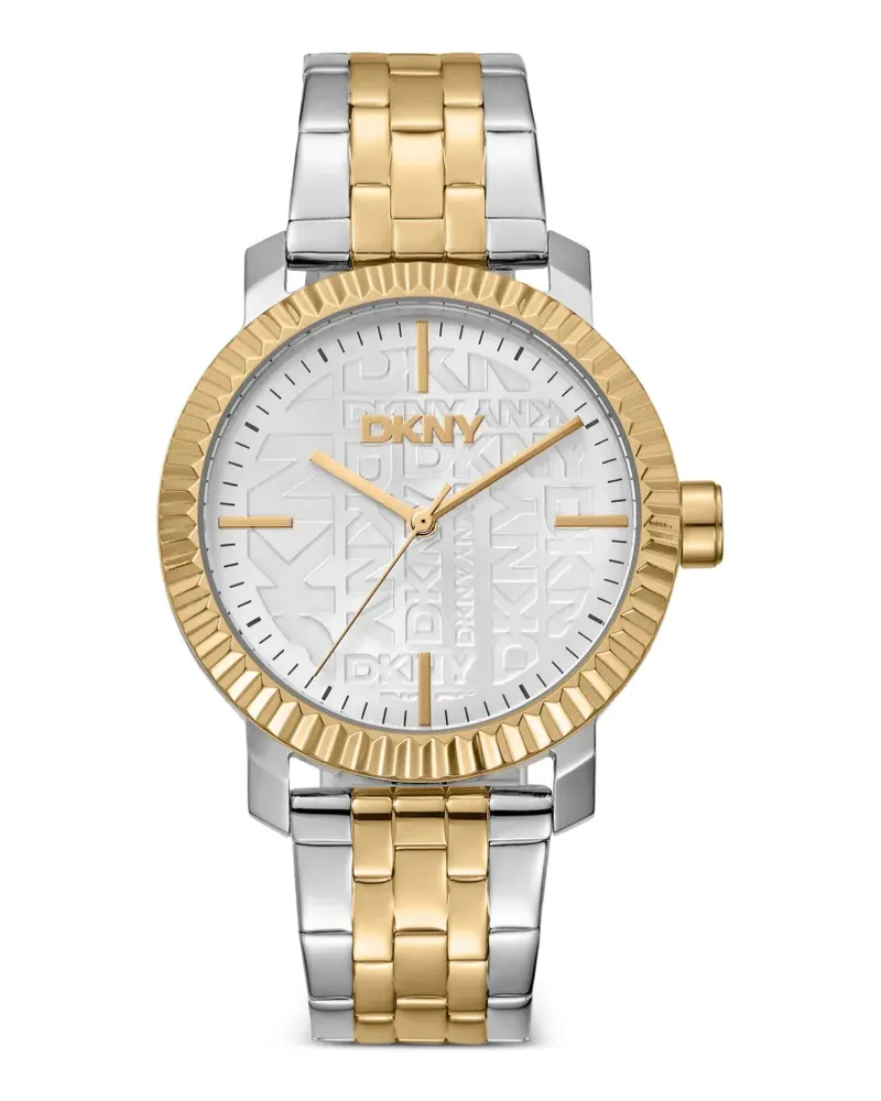 DKNY Armbanduhr mit geriffelter Lünette 36mm - Silber Silber
