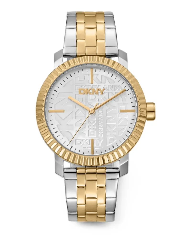 DKNY Armbanduhr mit geriffelter Lünette 36mm - Silber Silber