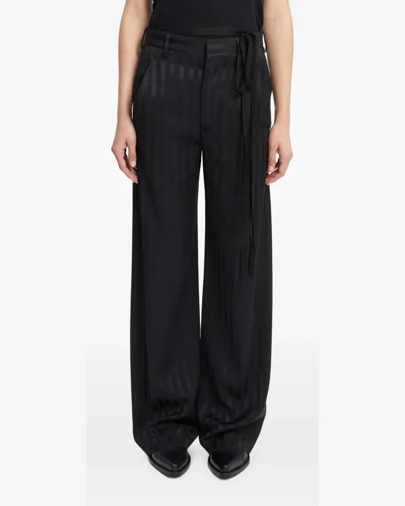 Ann Demeulemeester Anneke Satinhose mit Streifen - Schwarz Schwarz