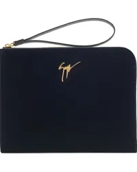 Giuseppe Zanotti Fabian Clutch mit Logo-Schild Blau