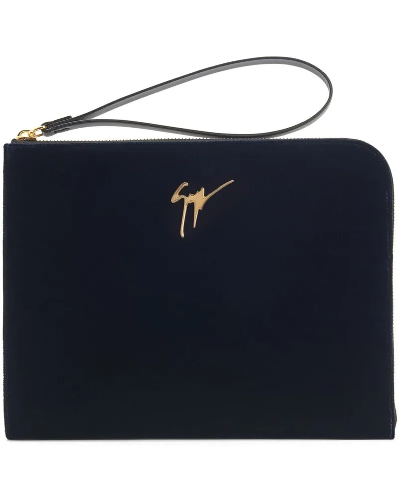 Giuseppe Zanotti Fabian Clutch mit Logo-Schild - Blau Blau