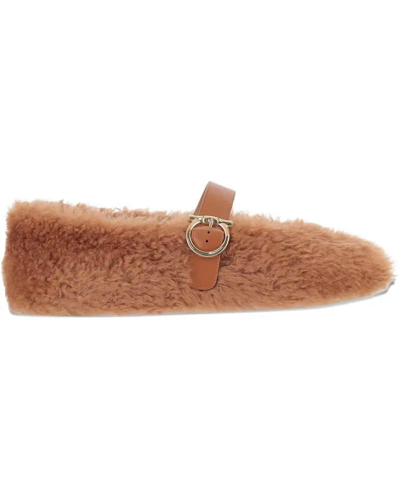 Ferragamo Ballerinas aus Shearling - Braun Braun