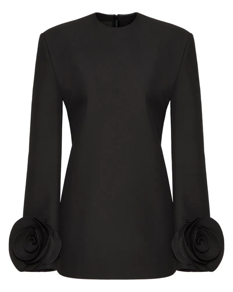 Valentino Garavani Florales Minikleid mit Rüschenmanschette - Schwarz Schwarz