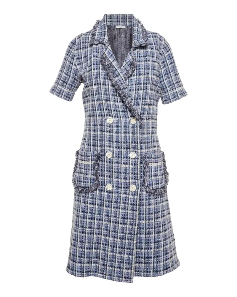 Sandro double-breasted tweed mini dress - Blau Blau