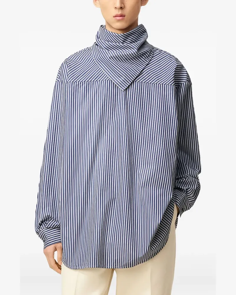 AMI Paris bandana-detail striped shirt - Blau Blau