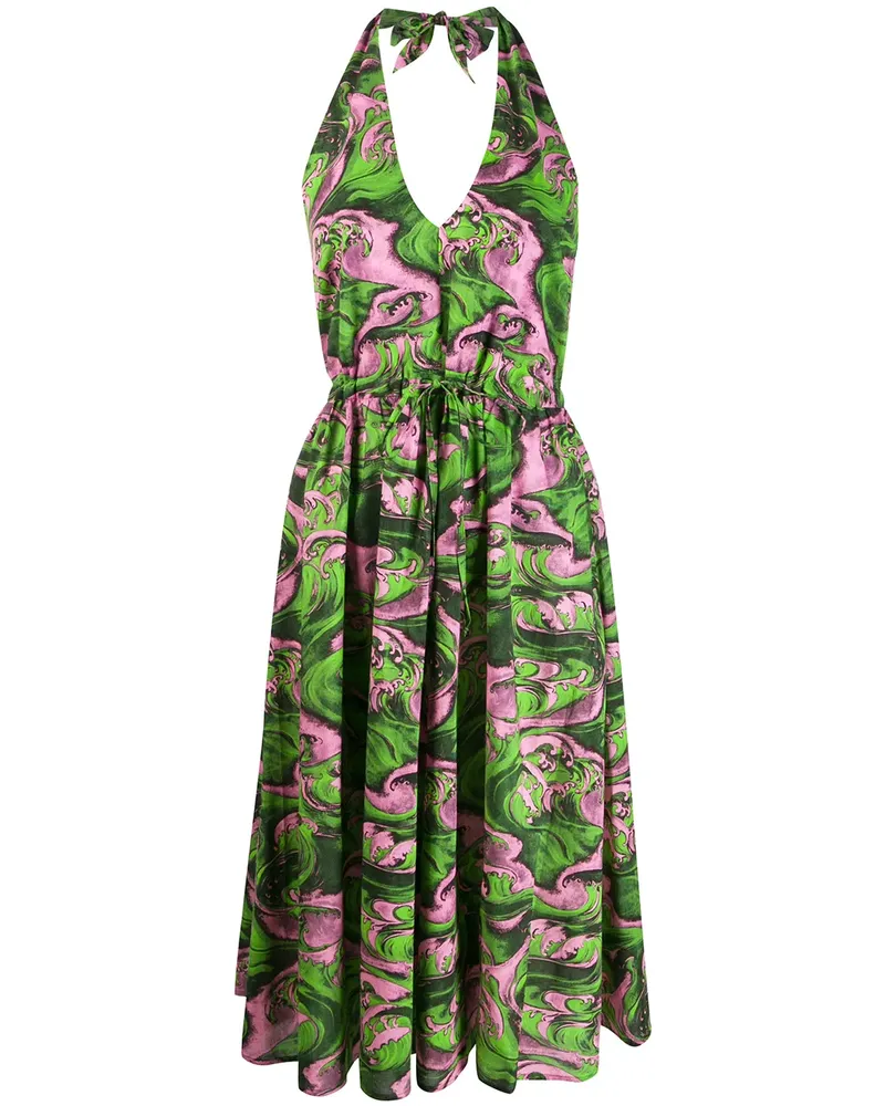 McQ Neckholder-Kleid mit Print - Grün Grün