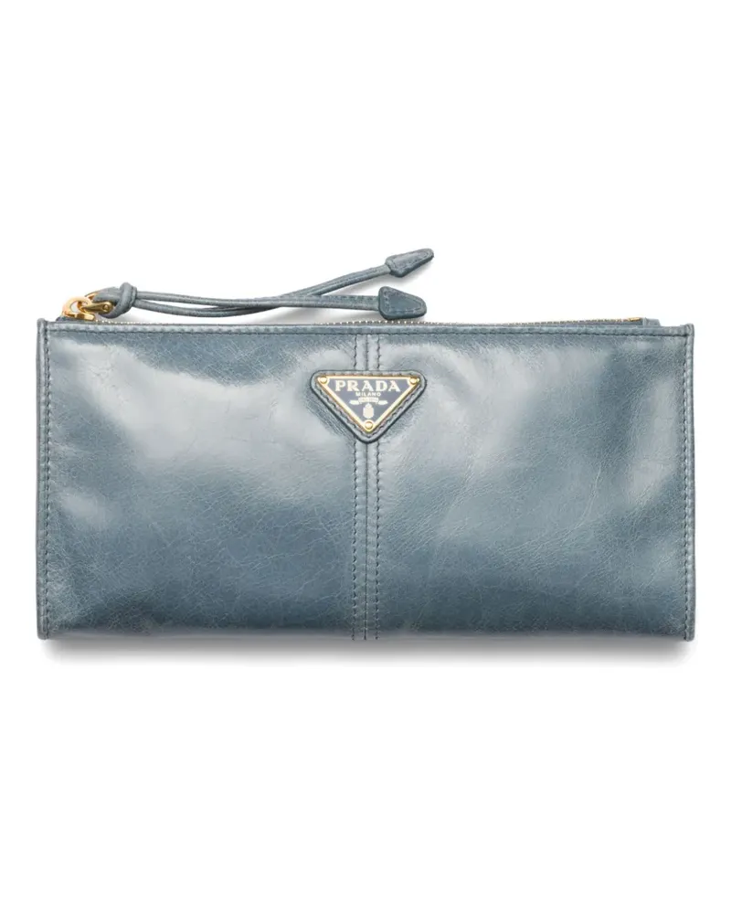 Prada Portemonnaie mit Logo-Schild - Blau Blau