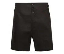 Geknöpfte Shorts aus Leinen - Schwarz