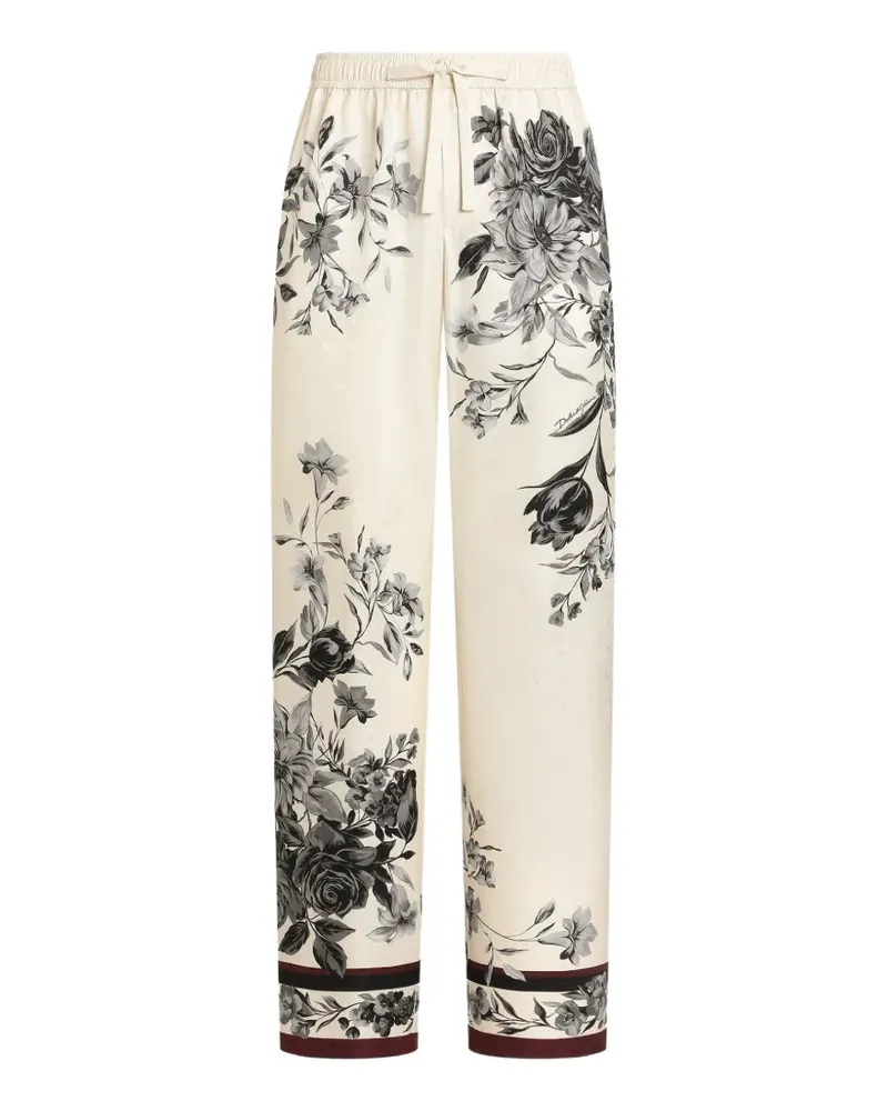 Dolce & Gabbana Vanity Twillhose mit Blumenstrauß-Print - Nude Nude