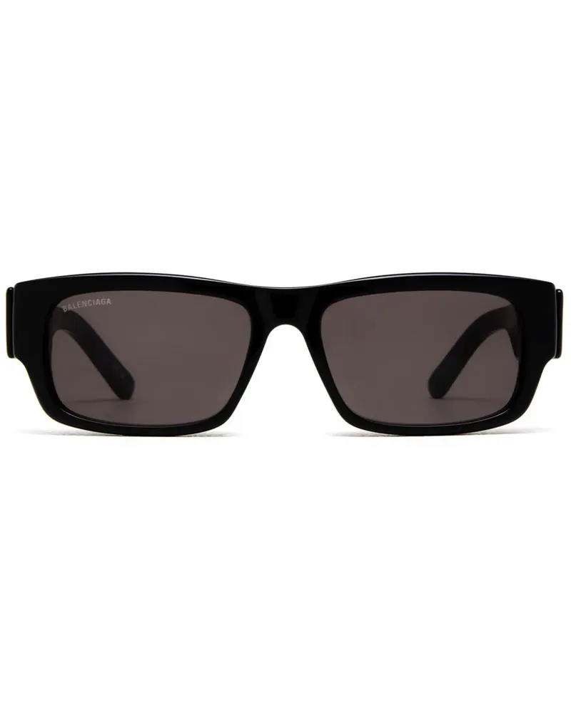 Balenciaga Schmale Sonnenbrille mit Logo - Schwarz Schwarz