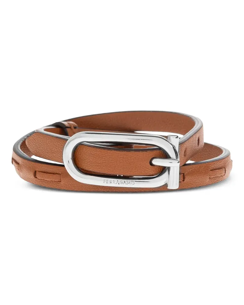 Ferragamo wrap-around leather bracelet - Nude Nude
