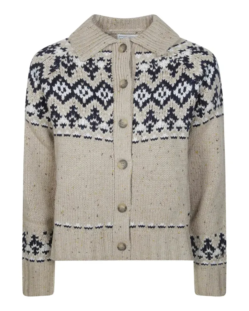 MC2 Saint Barth Patty Donegal wool blend cardigan with Fair Isle pattern - Nude Nude