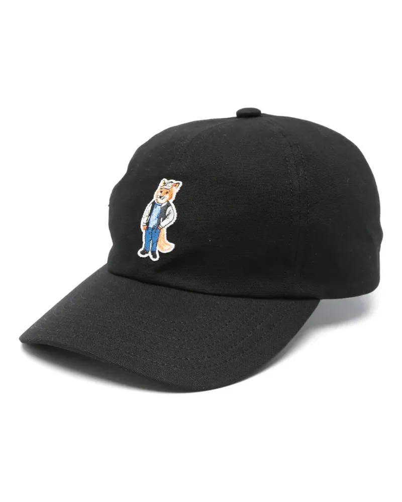 Kitsuné Baseballkappe mit Dressed Fox-Stickerei - Schwarz Schwarz