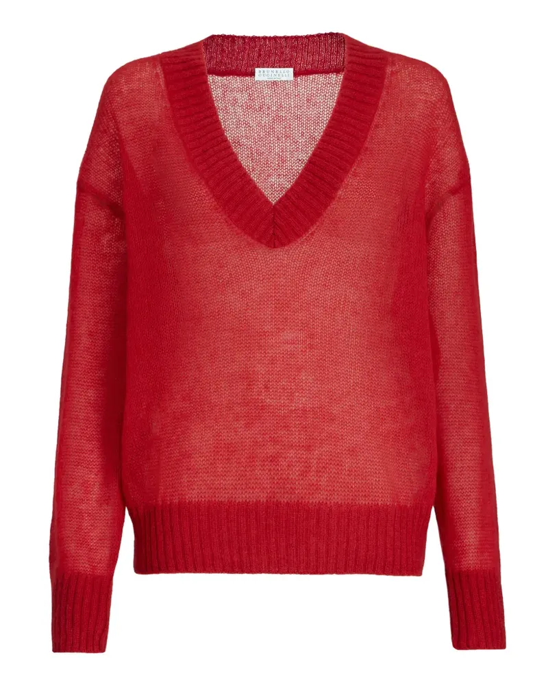 Brunello Cucinelli Pullover mit V-Ausschnitt - Rot Rot