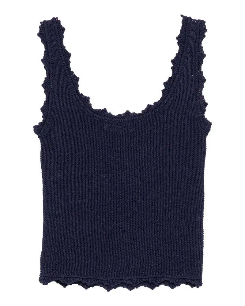 LOW CLASSIC lace-edge knitted top - Blau Blau