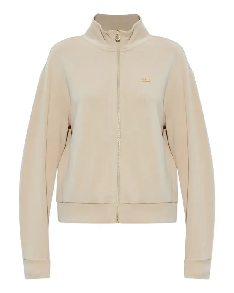 EA7 zip-up logo-detail sweatshirt - Nude Nude