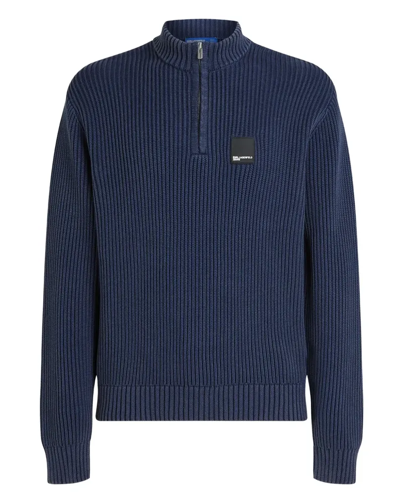 Karl Lagerfeld Gerippter Pullover mit Reißverschluss - Blau Blau