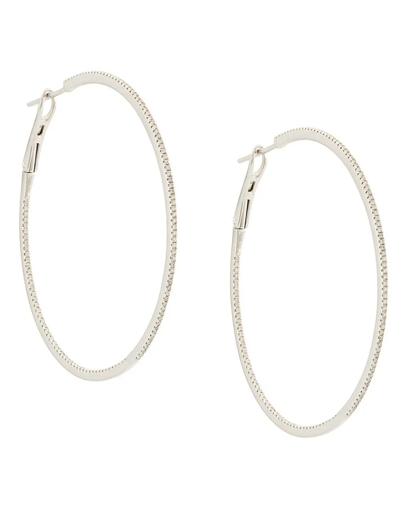 Dana Rebecca Designs 14kt Weißgoldcreolen mit Diamanten - Silber Silber