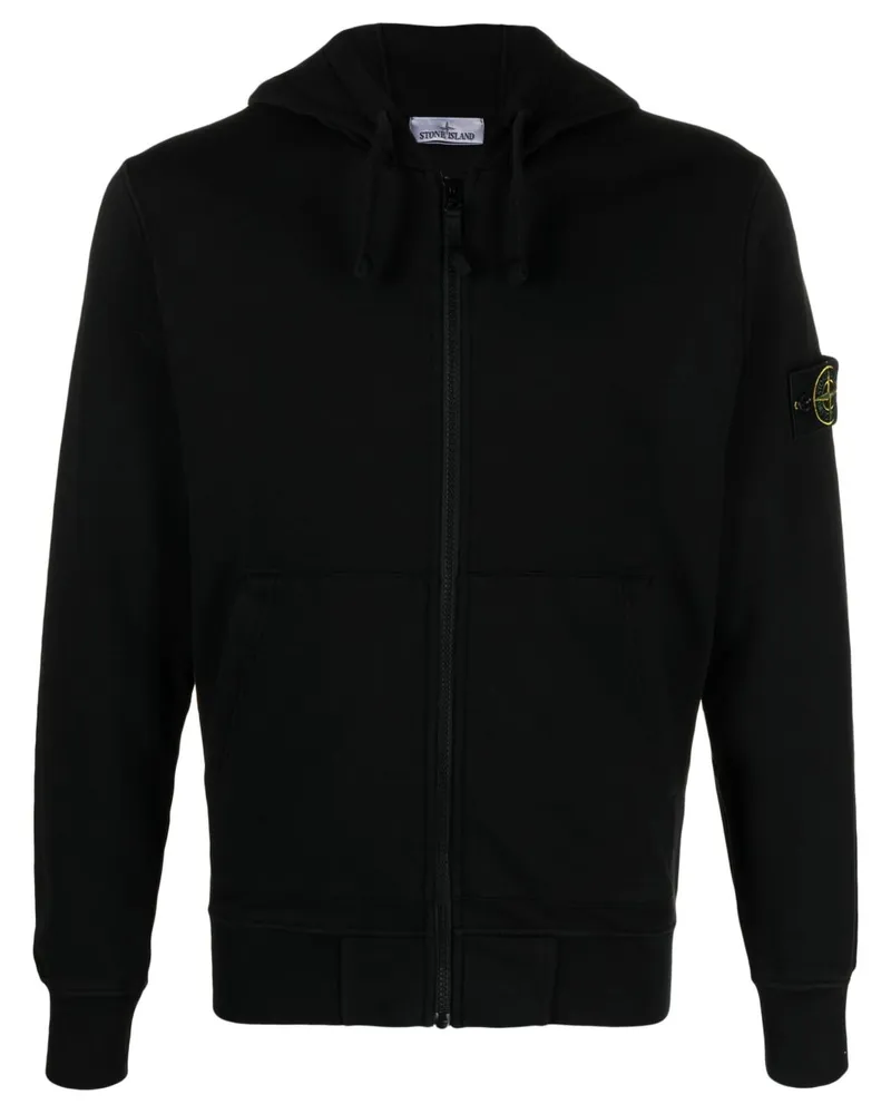 Stone Island Hoodie mit Kompass-Patch - Schwarz Schwarz