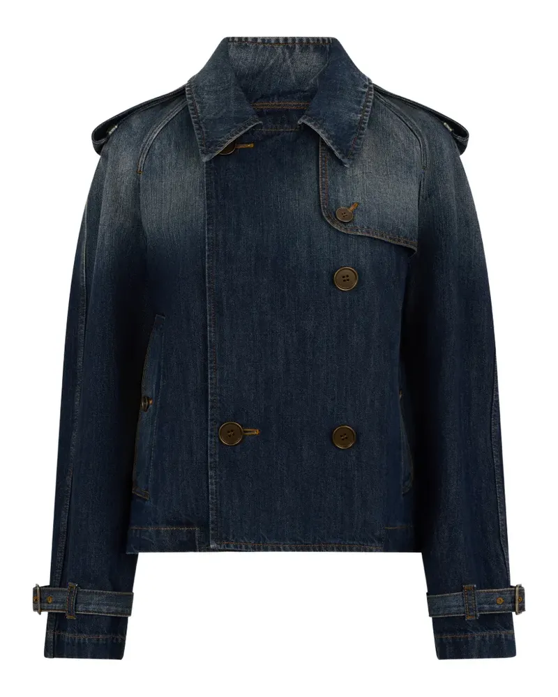 Burberry double-breasted cropped denim jacket - Blau Blau