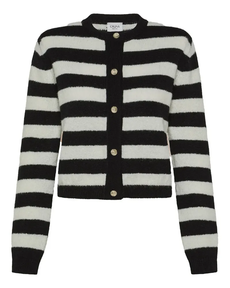 CRUNA Gestreifter Sira Cardigan - Schwarz Schwarz