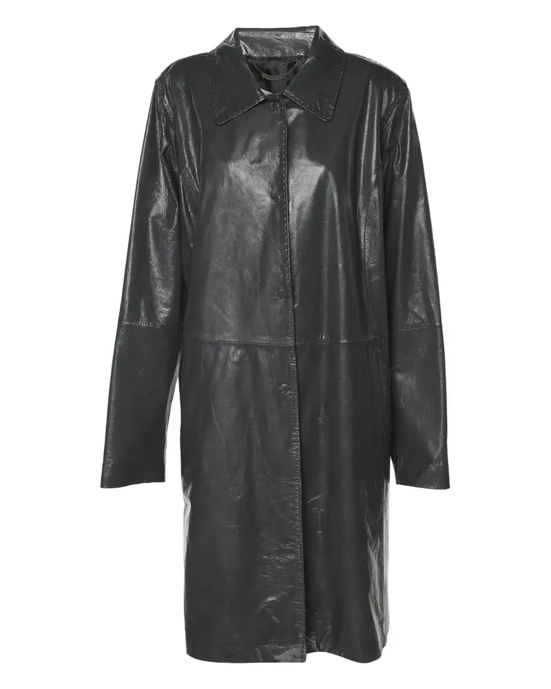 Marina Rinaldi LAnge Lederjacke aus Kalbsleder - Grau Grau