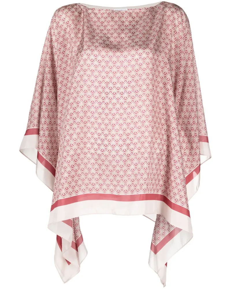 Brunello Cucinelli Starburst Poncho aus Seide - Rot Rot