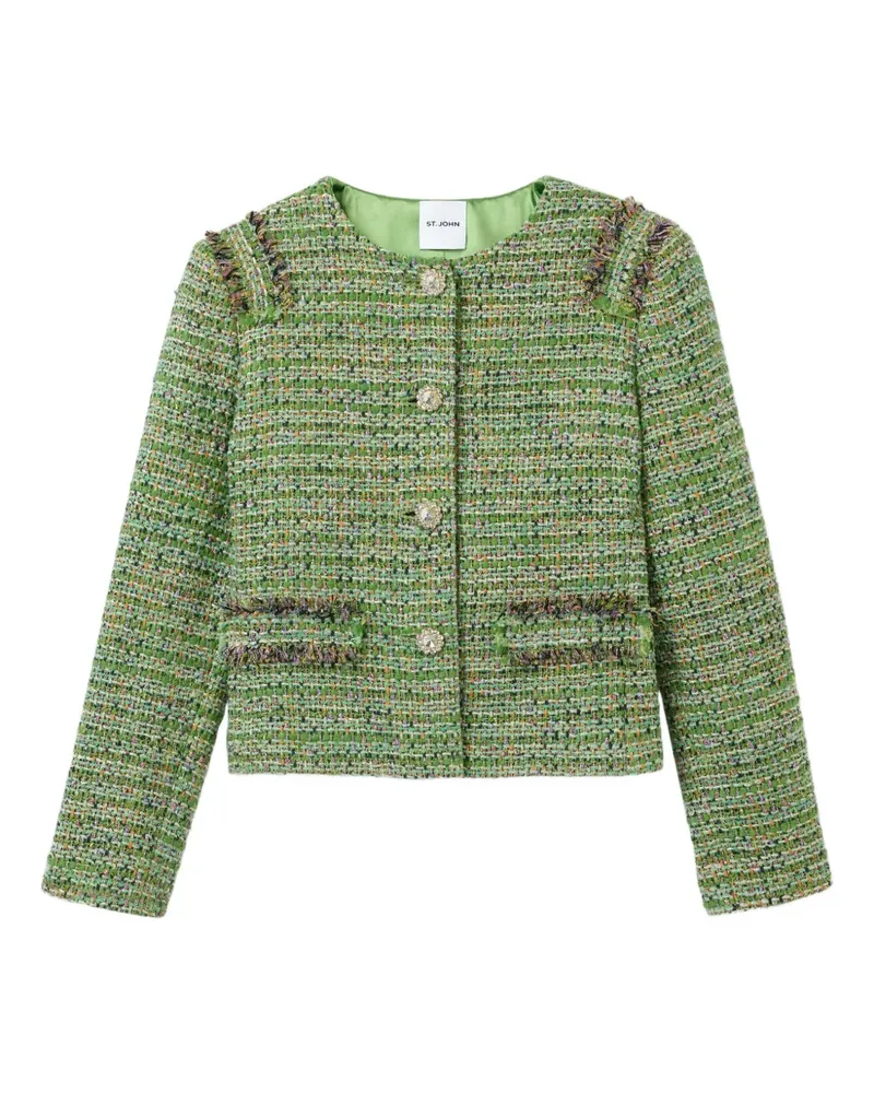 ST. JOHN Arden Tweed-Jacke mit Verzierung - Grün Grün