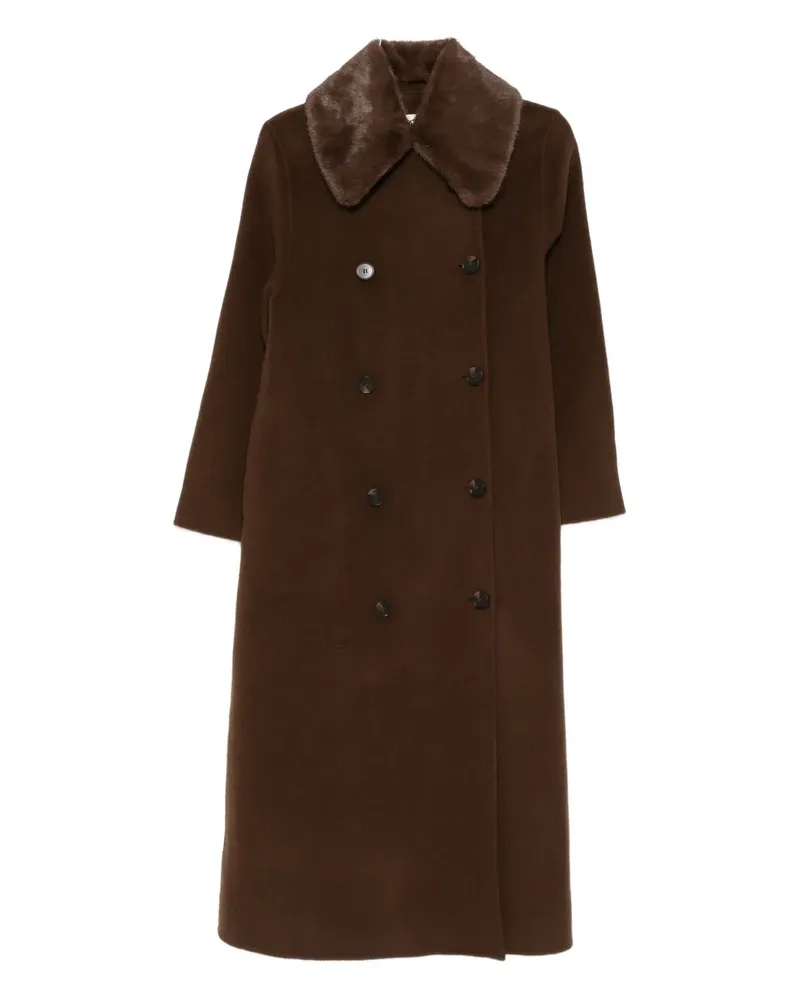 By Malene Birger fur-collar double-breasted coat - Braun Braun