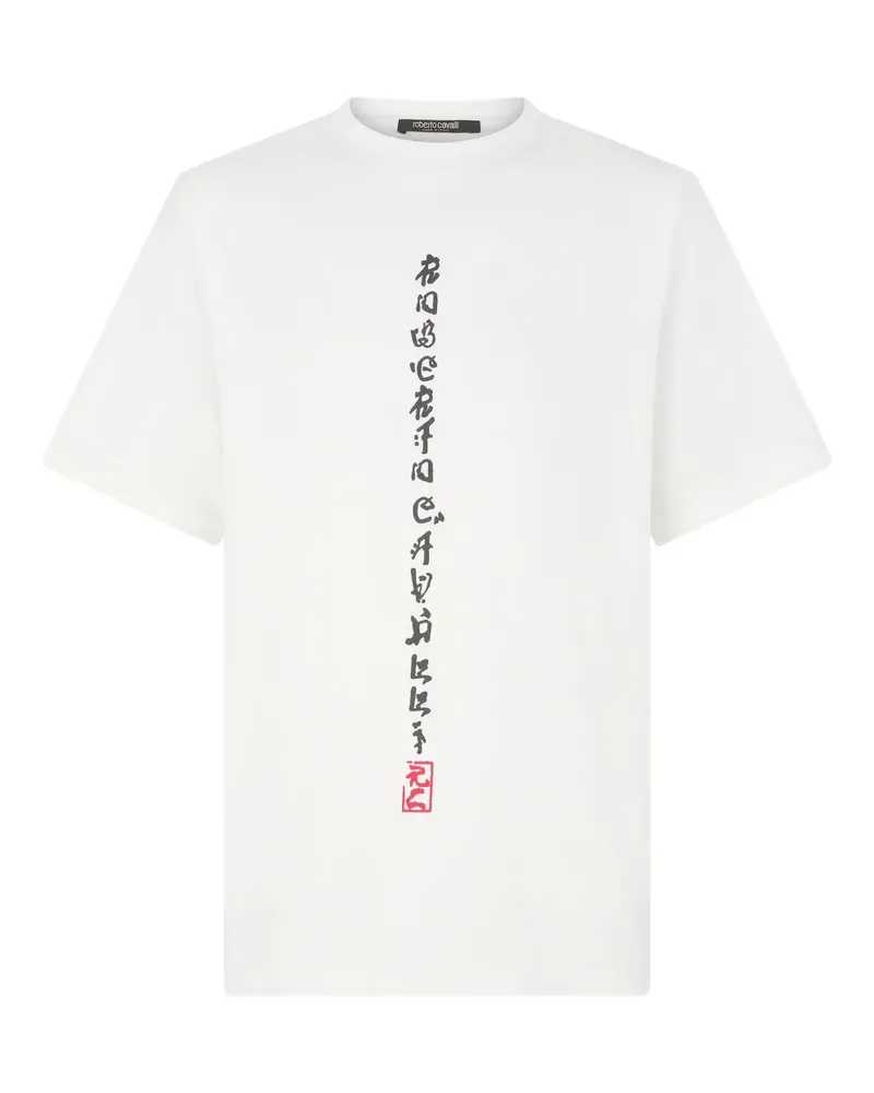 Roberto Cavalli T-Shirt mit Drachen-Print - Weiß Weiß