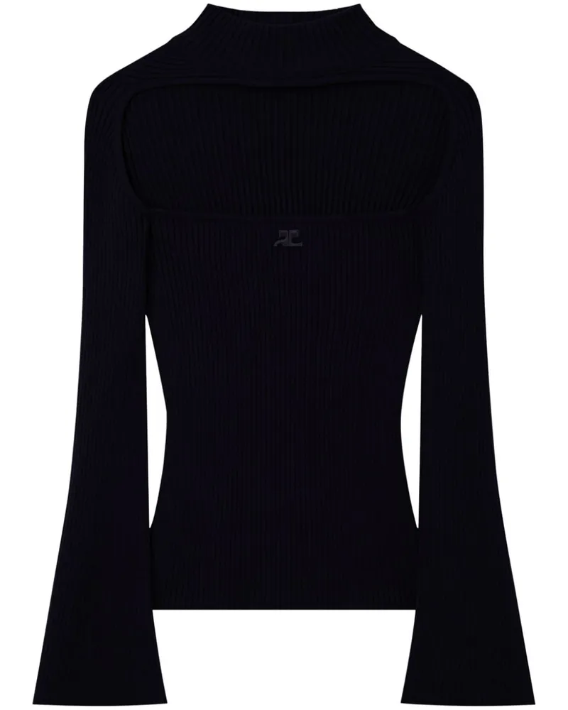 Courrèges Gerippter Pullover mit Cut-Out - Schwarz Schwarz